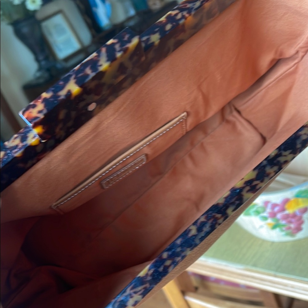 J. McLaughlin suedeTortoise Shell Clutch New - Picture 4 of 7